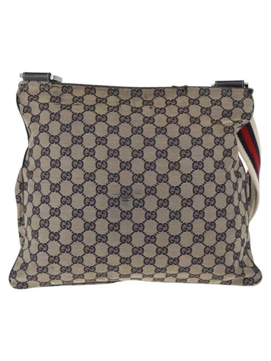 Authentic GUCCI GG Canvas Sherry Line Shoulder Bag Navy Red 169937 - Picture 9 of 16